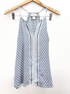 LOFT Blue and White Striped Halter Tank Top